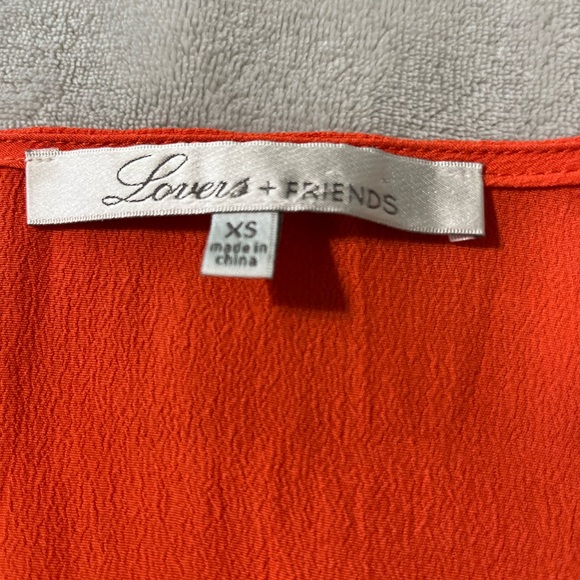 Lovers + Friends Orange Gracie Split Sleeve Mini In Coral Reef Night Out size XS - Picture 5 of 11